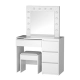 NNEDSZ Artiss Dressing Table Set Stool 12 Led Bulbs White