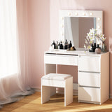 NNEDSZ Artiss Dressing Table Set Stool 12 Led Bulbs White