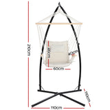 NNEDSZ Gardeon Hammock Chair with Steel Stand Armrest Outdoor Hanging Cream