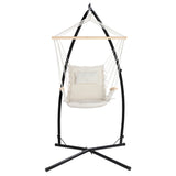 NNEDSZ Gardeon Hammock Chair with Steel Stand Armrest Outdoor Hanging Cream