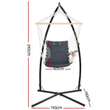 NNEDSZ Gardeon Hammock Chair with Steel Stand Armrest Outdoor Hanging Grey