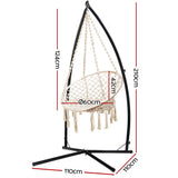 NNEDSZ Gardeon Hammock Chair with Steel Stand Macrame Outdoor Swinging Cream