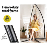 NNEDSZ Gardeon Hammock Chair with Steel Stand Macrame Outdoor Swinging Cream