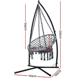 NNEDSZ Gardeon Hammock Chair with Steel Stand Macrame Outdoor Swinging Grey