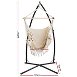 NNEDSZ Gardeon Hammock Chair with Steel Stand Hanging Outdoor Tassel Cream