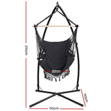 NNEDSZ Gardeon Hammock Chair with Steel Stand Hanging Outdoor Tassel Grey