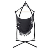 NNEDSZ Gardeon Hammock Chair with Steel Stand Hanging Outdoor Tassel Grey