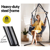 NNEDSZ Gardeon Hammock Chair with Steel Stand Hanging Outdoor Tassel Grey