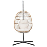 NNEDSZ Gardeon Outdoor Egg Swing Chair Wicker Rope Furniture Pod Stand Foldable Yellow