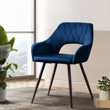 NNEDSZ Artiss Dining Chairs Set of 2 Velvet Hollow Armchair Blue