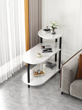 NNETB White Stone Pattern Side Table with Upgraded Thick Wooden Legs