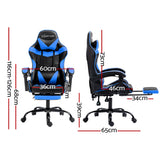 NNEDSZ Artiss Gaming Office Chair Recliner Footrest Blue