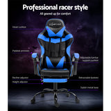 NNEDSZ Artiss Gaming Office Chair Recliner Footrest Blue