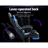 NNEDSZ Artiss Gaming Office Chair Recliner Footrest Blue