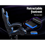 NNEDSZ Artiss Gaming Office Chair Recliner Footrest Blue