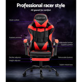 NNEDSZ Artiss Gaming Office Chair Recliner Footrest Red