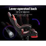 NNEDSZ Artiss Gaming Office Chair Recliner Footrest Red