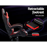 NNEDSZ Artiss Gaming Office Chair Recliner Footrest Red