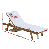 NNEDSZ Gardeon Sun Lounge Wooden Lounger Outdoor Furniture Day Bed Wheels Patio White