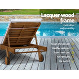NNEDSZ Gardeon Sun Lounge Wooden Lounger Outdoor Furniture Day Bed Wheels Patio White