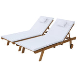 NNEDSZ Gardeon 2x Sun Lounge Wooden Lounger Outdoor Furniture Day Bed Wheel Patio White