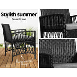 NNEDSZ Gardeon 3PC Outdoor Bistro Set Patio Furniture Wicker Dining Chairs Table Cushion Black