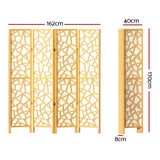 NNEDSZ Artiss 4 Panel Room Divider Screen 162x170cm Clover Natural