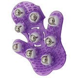 NNEOBA Palm-Shaped Massage Glove 9 Metal 360 Rollers Purple