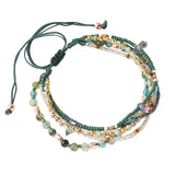 NNEOBA Bracelet with Multi-Layer Bohemia Beads for Women (Green)