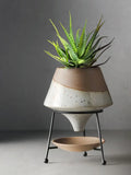 NNEOBA Ceramic Elegance: Two-Tone Flower Pots