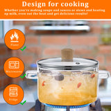 NNEOBA 1.6L Borosilicate Glass Saucepan with Lid Clear Heat-Resistant Pot