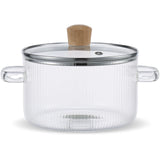 NNEOBA 1.6L Borosilicate Glass Saucepan with Lid Clear Heat-Resistant Pot