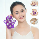 NNEOBA Palm-Shaped Massage Glove 9 Metal 360 Rollers Purple