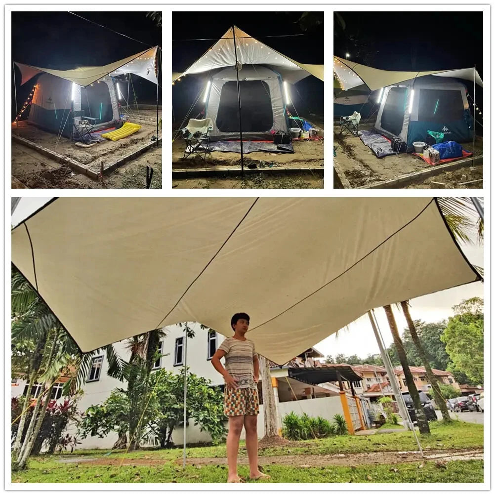 HELLOS　Butterfly TARP khaki NNEOBA 5.1x5.1m Octagon Butterfly Camping Tarp Waterproof Khaki