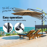 NNEDSZ 3m Umbrella w/Base Outdoor Cantilever Beach Garden Patio Parasol Beige