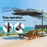 NNEDSZ 3m Umbrella w/Base Outdoor Cantilever Beach Garden Patio Parasol Charcoal