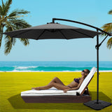 NNEDSZ 3m Umbrella w/Base Outdoor Cantilever Beach Garden Patio Parasol Charcoal