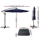 NNEDSZ 3m Umbrella w/Base Outdoor Cantilever Beach Garden Patio Parasol Navy