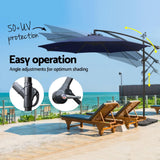 NNEDSZ 3m Umbrella w/Base Outdoor Cantilever Beach Garden Patio Parasol Navy
