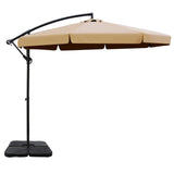 NNEDSZ 3m Outdoor Umbrella w/Base Cantilever Garden Beach Patio Beige