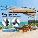 NNEDSZ 3m Outdoor Umbrella w/Base Cantilever Garden Beach Patio Beige