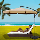 NNEDSZ 3m Outdoor Umbrella w/Base Cantilever Garden Beach Patio Beige