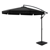 NNEDSZ 3m Outdoor Umbrella w/Base Cantilever Garden Beach Patio Black
