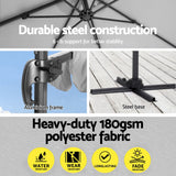 NNEDSZ 3m Outdoor Umbrella w/Base Cantilever Beach Roma 360 Degree Tilt Grey