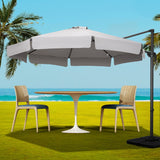 NNEDSZ 3m Outdoor Umbrella w/Base Cantilever Beach Roma 360 Degree Tilt Grey