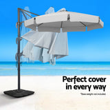 NNEDSZ 3m Outdoor Umbrella Cantilever 360 Degree Tilt Beach Roma Grey