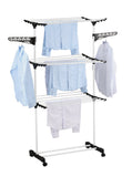 NNEDSZ CARLA HOME Folding 3 Tier Clothes Laundry Drying Rack with Stainless Steel Tubes for Indoor & Outdoor Home