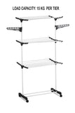 NNEDSZ CARLA HOME Folding 3 Tier Clothes Laundry Drying Rack with Stainless Steel Tubes for Indoor & Outdoor Home