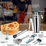 NNEDSZ Cocktail Shaker Set Bartender Kit with Bamboo frame and 12 Pieces Stainless Steel Bar Tool Set