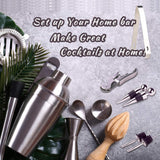 NNEDSZ Cocktail Shaker Set Bartender Kit with Bamboo frame and 12 Pieces Stainless Steel Bar Tool Set